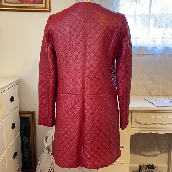 Red genuine leather coat by Jones NY ,size S. NWOT. - Picture 3 of 11